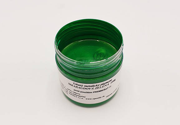Metalický tekutý pigment smaragdovo zelena